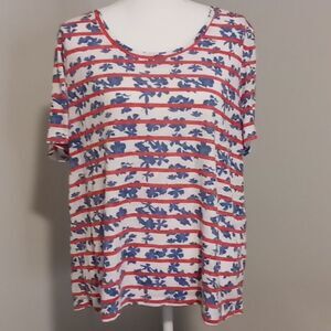 🐈 Coral Bay red striped floral print shirt